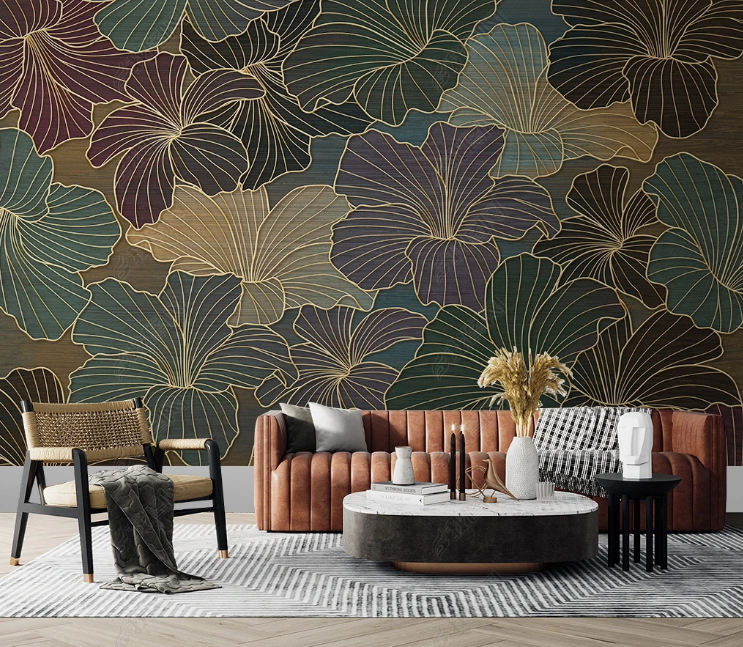 3D Floral Line Relief Wall Mural Wallpaper YXL 778- Jess Art Decoration