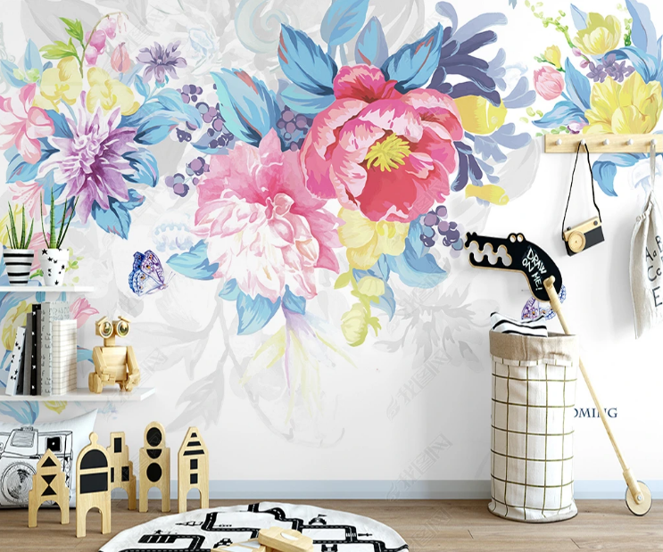 3D Flowers Peony Leaf Butterfly Wall Mural Wallpaper YXL 792- Jess Art Decoration