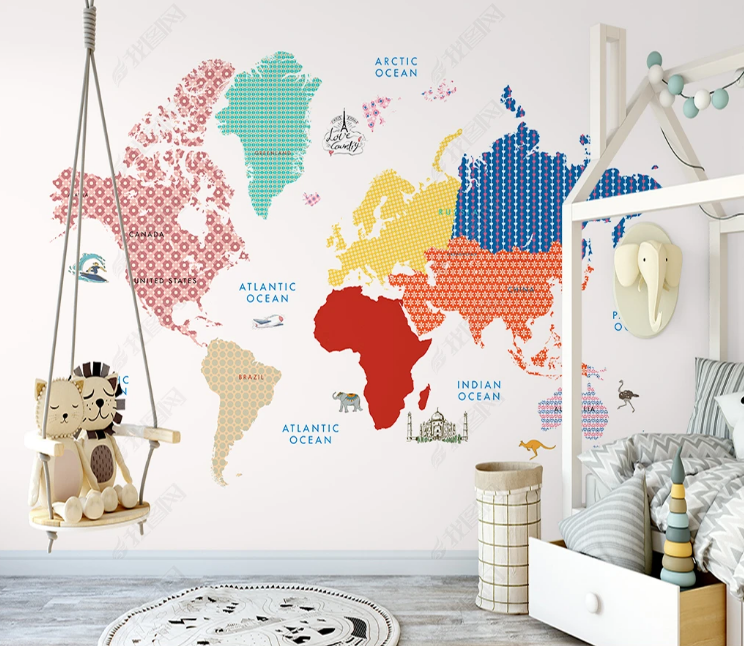 3D Nordic World Map Aircraft Wall Mural Wallpaper YXL 796- Jess Art Decoration