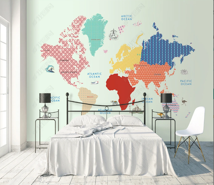 3D Nordic World Map Aircraft Wall Mural Wallpaper YXL 796- Jess Art Decoration