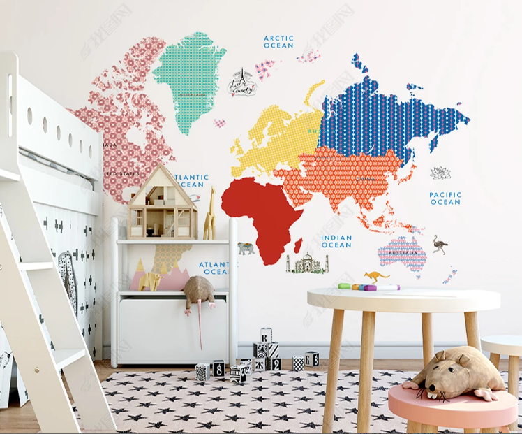 3D Nordic World Map Aircraft Wall Mural Wallpaper YXL 796- Jess Art Decoration