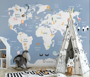 3D Nordic World Map Animal Wall Mural Wallpaper YXL 800- Jess Art Decoration