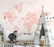 3D Nordic World Map Hydrogen Balloon Wall Mural Wallpaper YXL 801- Jess Art Decoration