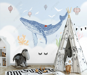 3D Animal Whale Black Sea Mew Hydrogen Balloon Fish Ocean Wall Mural Wallpaper YXL 804- Jess Art Decoration
