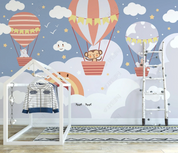 3D Cartoon Hydrogen Balloon Cloud Monkey Bear Star Wall Mural Wallpaper YXL 815- Jess Art Decoration