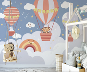 3D Cartoon Hydrogen Balloon Cloud Monkey Bear Star Wall Mural Wallpaper YXL 815- Jess Art Decoration