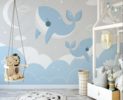 3D Animal Dolphin Cloud Moon Wall Mural Wallpaper YXL 817- Jess Art Decoration