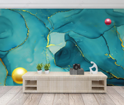 3D Ink And Wash Line Pale Green Wall Mural Wallpaper YXL 822- Jess Art Decoration