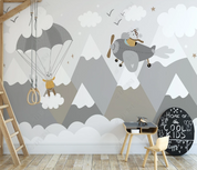 3D Cartoon Aircraft Mountain Hydrogen Balloon Bird Mouse Wall Mural Wallpaper YXL 824- Jess Art Decoration