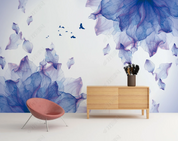 3D Ink And Wash Floral Bird Purple Wall Mural Wallpaper YXL 845- Jess Art Decoration