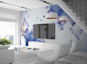 3D Ink And Wash Floral Bird Purple Wall Mural Wallpaper YXL 845- Jess Art Decoration