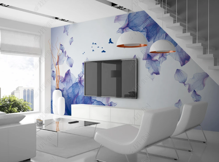 3D Ink And Wash Floral Bird Purple Wall Mural Wallpaper YXL 845- Jess Art Decoration