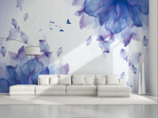 3D Ink And Wash Floral Bird Purple Wall Mural Wallpaper YXL 845- Jess Art Decoration