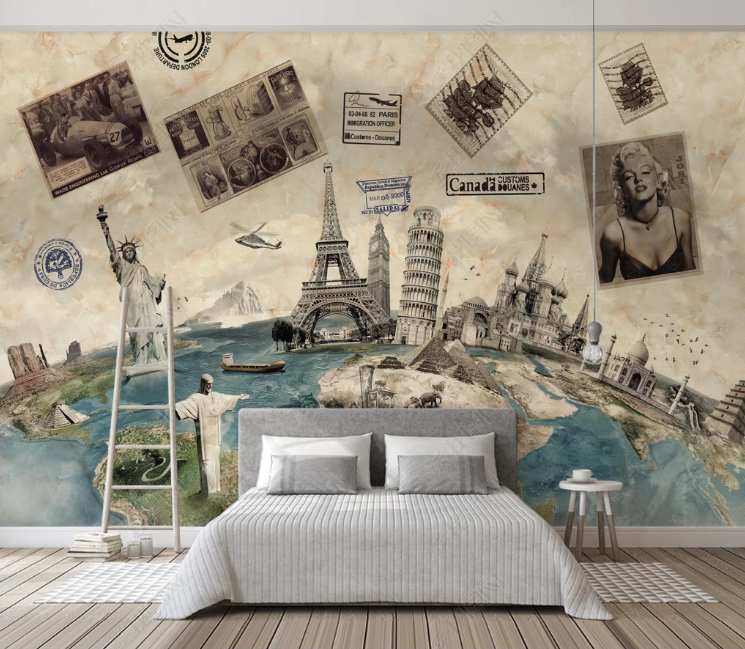 3D Marble Around The World Poster Classic Architecture Wall Mural Wallpaper YXL 846- Jess Art Decoration