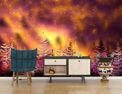 3D Starry Sky Forest Red Star Wall Mural Wallpaper YXL 859- Jess Art Decoration