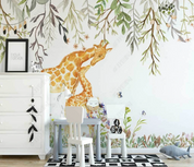 3D Animal Deer Greenery Floral Wall Mural Wallpaper YXL 862- Jess Art Decoration
