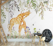 3D Animal Deer Greenery Floral Wall Mural Wallpaper YXL 862- Jess Art Decoration