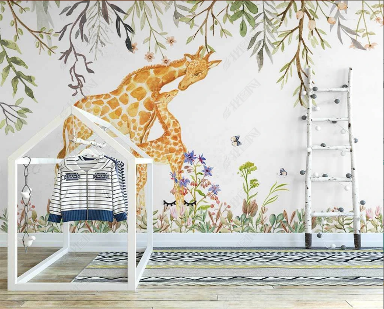 3D Animal Deer Greenery Floral Wall Mural Wallpaper YXL 862- Jess Art Decoration