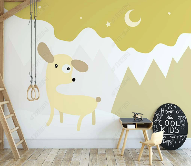 3D Cartoon Dog Moon Star Wall Mural Wallpaper YXL 864- Jess Art Decoration