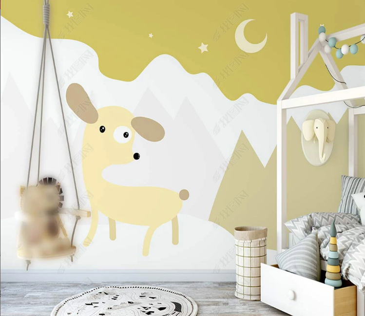 3D Cartoon Dog Moon Star Wall Mural Wallpaper YXL 864- Jess Art Decoration