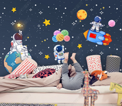 3D Cartoon Spaceman The Earth Star Balloon Wall Mural Wallpaper YXL 865- Jess Art Decoration