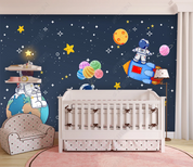 3D Cartoon Spaceman The Earth Star Balloon Wall Mural Wallpaper YXL 865- Jess Art Decoration