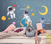 3D Cartoon Spaceman Moon Star The Earth Wall Mural Wallpaper YXL 867- Jess Art Decoration