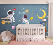 3D Cartoon Spaceman Moon Star The Earth Wall Mural Wallpaper YXL 867- Jess Art Decoration