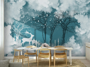 3D Scenery Elk Tree Bird Fog Wall Mural Wallpaper YXL 879- Jess Art Decoration