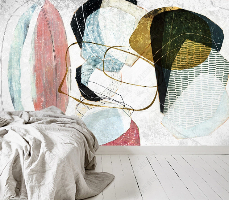 3D Geometric Line Ellipse Round Wall Mural Wallpaper YXL 888- Jess Art Decoration