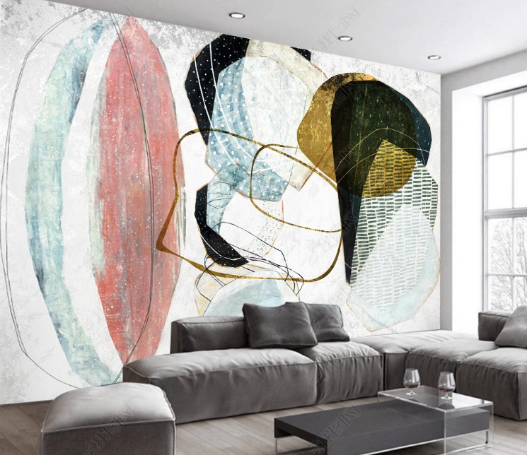 3D Geometric Line Ellipse Round Wall Mural Wallpaper YXL 888- Jess Art Decoration