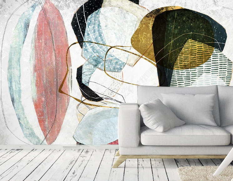 3D Geometric Line Ellipse Round Wall Mural Wallpaper YXL 888- Jess Art Decoration