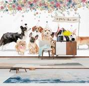 3D Animal Dog Flower Wall Mural Wallpaper YXL 890- Jess Art Decoration
