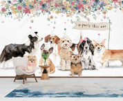 3D Animal Dog Flower Wall Mural Wallpaper YXL 890- Jess Art Decoration