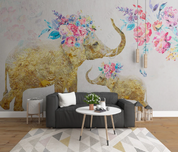 3D Animal Elephant Floral Leaf Wall Mural Wallpaper YXL 892- Jess Art Decoration
