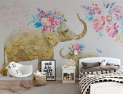 3D Animal Elephant Floral Leaf Wall Mural Wallpaper YXL 892- Jess Art Decoration