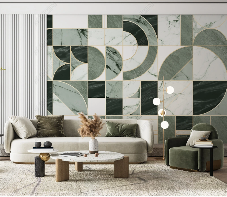 3D Geometric Ellipse Square Marble Wall Mural Wallpaper YXL 935- Jess Art Decoration