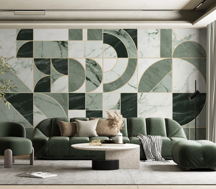 3D Geometric Ellipse Square Marble Wall Mural Wallpaper YXL 935- Jess Art Decoration