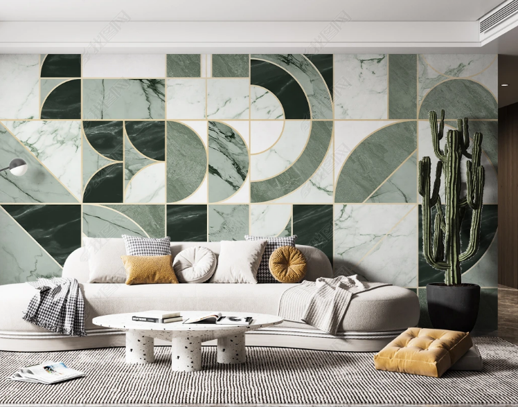 3D Geometric Ellipse Square Marble Wall Mural Wallpaper YXL 935- Jess Art Decoration