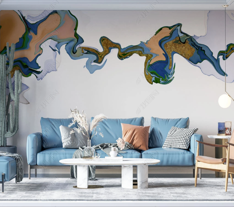 3D Ink And Wash Golden Fluid Wall Mural Wallpaper YXL 942- Jess Art Decoration