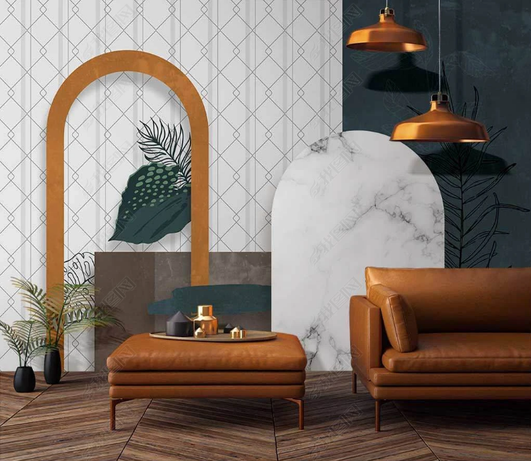 3D Marbling Rhombus Leaf Ellipse Wall Mural Wallpaper YXL 949- Jess Art Decoration