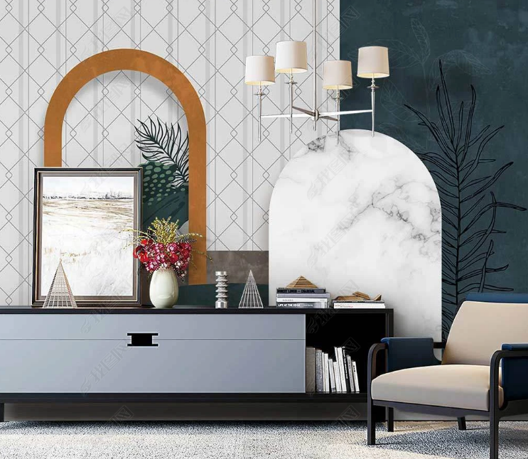 3D Marbling Rhombus Leaf Ellipse Wall Mural Wallpaper YXL 949- Jess Art Decoration