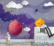 3D Cartoon The Earth Cloud Star Wall Mural Wallpaper YXL 954- Jess Art Decoration