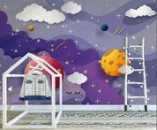 3D Cartoon The Earth Cloud Star Wall Mural Wallpaper YXL 954- Jess Art Decoration