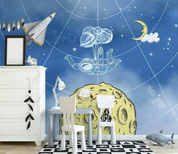 3D Cartoon The Earth Spaceman Balloon Cloud Wall Mural Wallpaper YXL 958- Jess Art Decoration