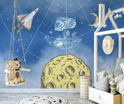 3D Cartoon The Earth Spaceman Balloon Cloud Wall Mural Wallpaper YXL 958- Jess Art Decoration