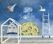 3D Cartoon The Earth Spaceman Balloon Cloud Wall Mural Wallpaper YXL 958- Jess Art Decoration