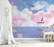 3D Animal Whale Cloud Ocean Tree Sea Mew Wall Mural Wallpaper YXL 960- Jess Art Decoration