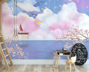 3D Animal Whale Cloud Ocean Tree Sea Mew Wall Mural Wallpaper YXL 960- Jess Art Decoration