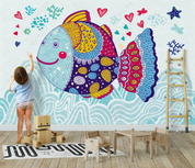 3D Animal Fish Star Love Ocean Wall Mural Wallpaper YXL 979- Jess Art Decoration